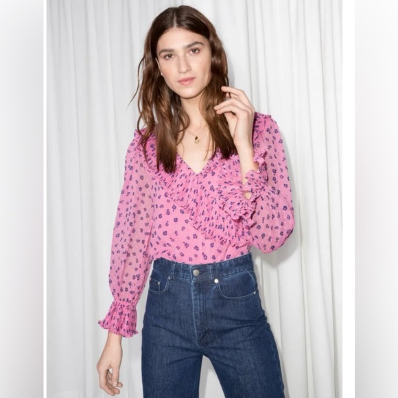 & Other Stories Pink Ruffle Blouse - Picture 3 of 8